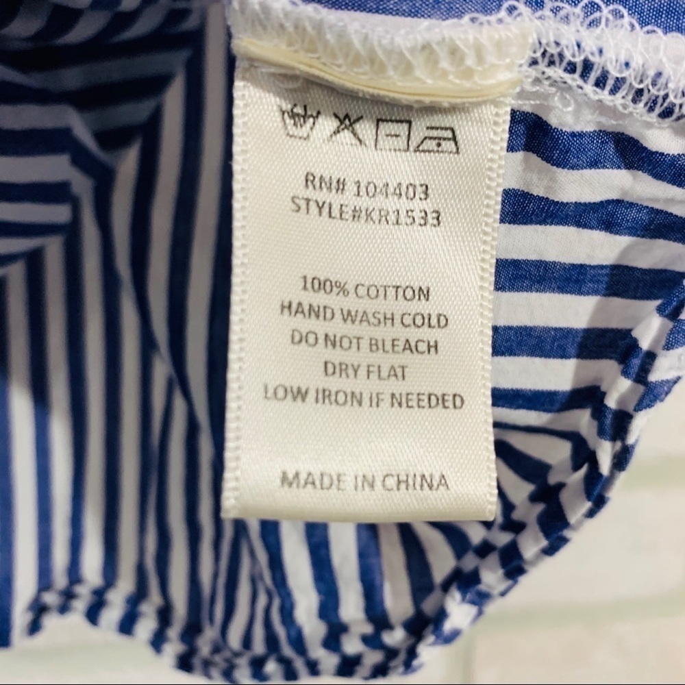J.O.A. Off The Shoulder Stripe Top on Blue… - Picture 9 of 10
